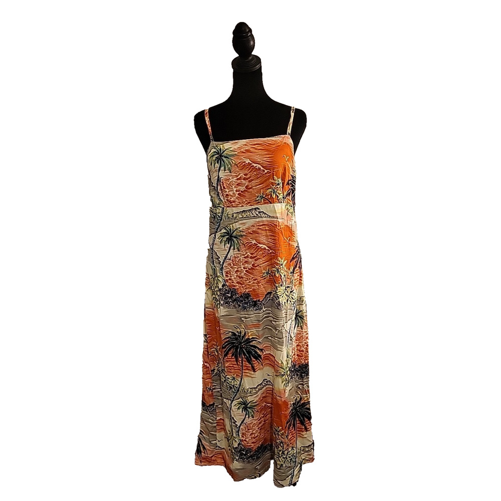 Vintage Y2K Dressing Clio Hawaiian Strappy Maxi Sundress Beach Cruise Festival M